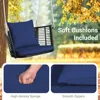 Metal Porch Swing, Single Person Hanging Seat w/Woven Rattan Backrest, 2 Sturdy Hanging Ropes, Patio Swings 6
