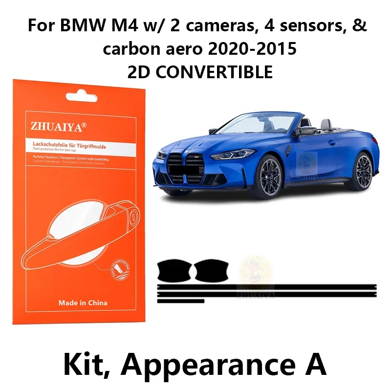

Защитная пленка для края дверной ручки, защитная пленка из ТПУ для BMW M4 w/ 2 камеры, 4 датчика, carbon aero 2020-2015 2D