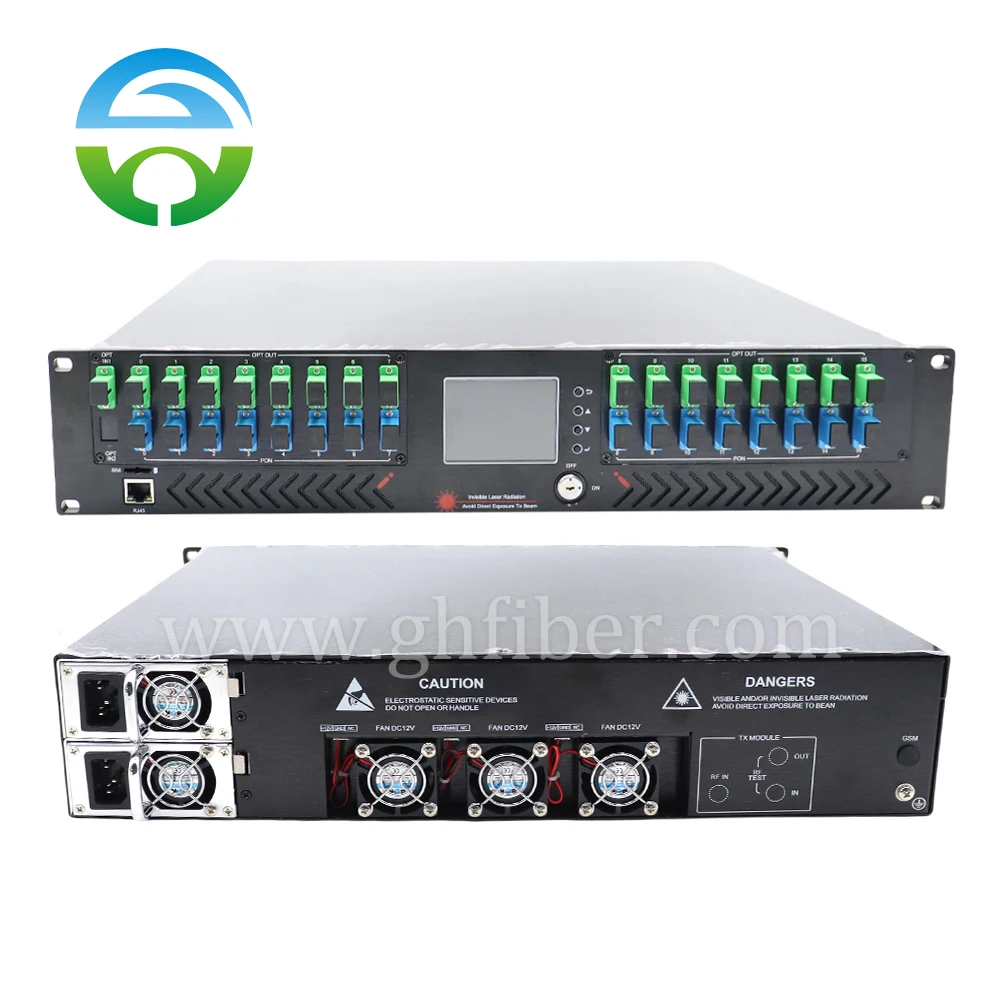 HY-21-AM16P23W 1550nm CATV Optical Amplifer 16x23dBm with WDM SC/APC Dual Power Supply