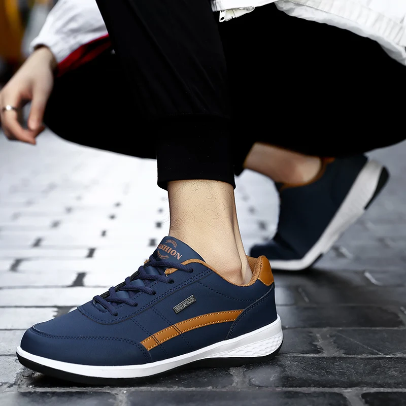 Men's Sports Casual Shoes Fashion PU Leather Shoes Outdoor Spring/Autumn Comfortable Flat Sneakers