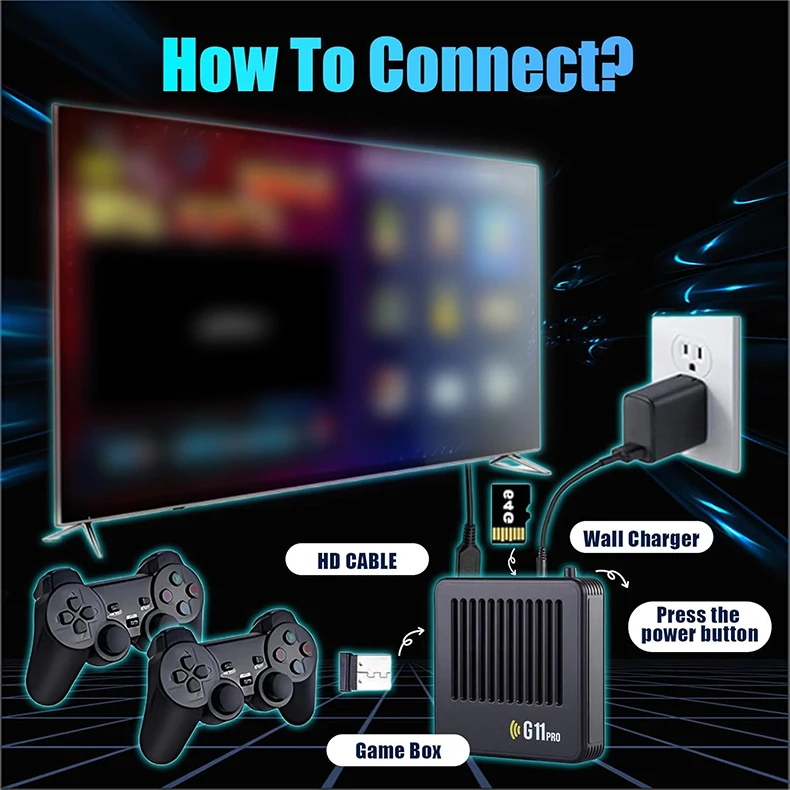 G11 Pro Game Box 4K HD TV Game Stick Consola de videojuegos con 30000-60000 juegos retro Reproductor de juegos portátil con control remoto