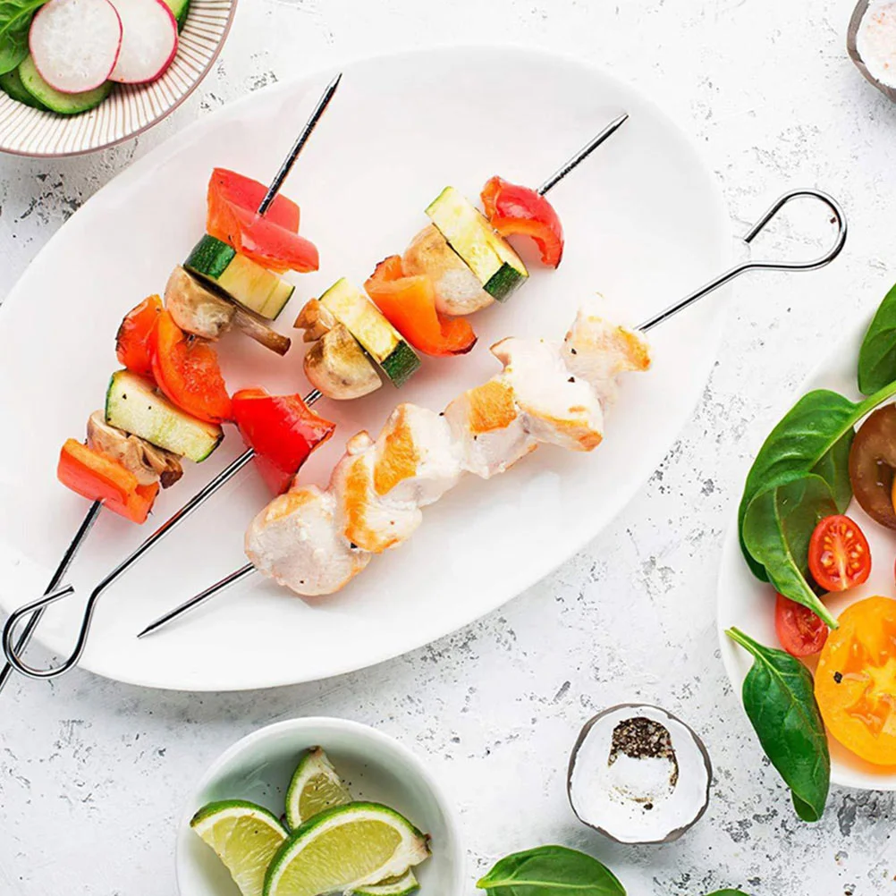 20 Pcs Stainless Steel Goose Tail Needle Skewer Grill Appetizer Skewers Meat Yakitori Kabob BBQ Barbecue Appetizers For bbq skewer set