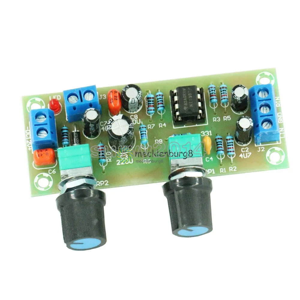 DC 로우 패스 필터, NE5532 베이스 톤 서브우퍼 프리 앰프, 프리 앰프 보드, LED FR-4 유리 PCB 구리 단자 모듈 포함, 12V-24V