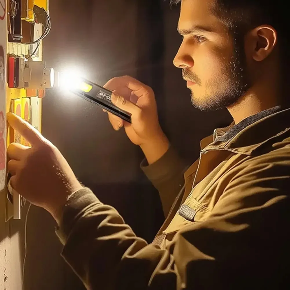 Compact Outdoor Emergency Flashlight with Knife Cap and Strong Warning Light