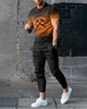 3D Printed Short Sleeve Suit Autumn Men Tracksuit Set Jogger Clothing For Man Casual Tshirts+Trousers 2 Piece Outfits Streetwear 4