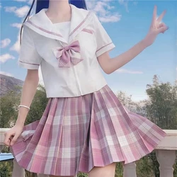 [Raspberry black tea] Formal School JK Uniform for Student Girls Japanese College Short Sleeve Sailor Suit Pleated Skirt Suits