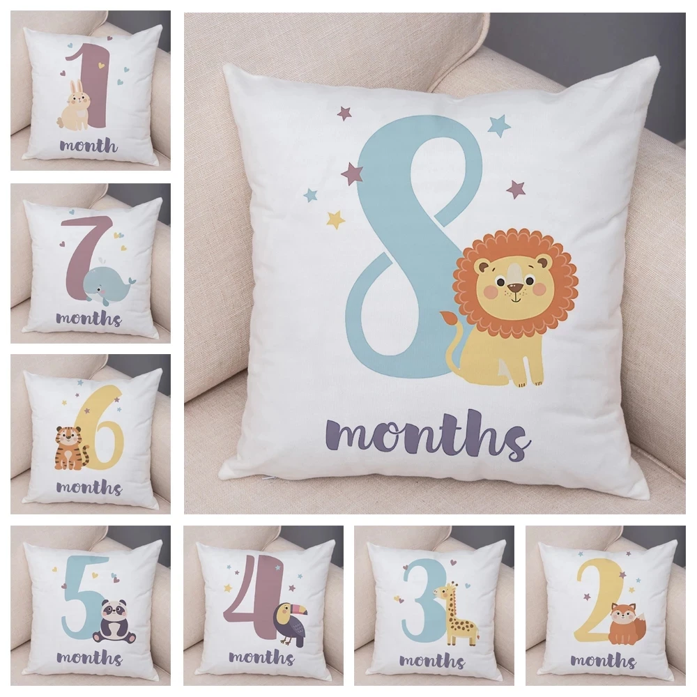 

Nordic 12 Months Cartoon Animal Body Throw Pillow Case Cushion Cover Home Living Room Decorative Pillows For Sofa Bed Car 45*45