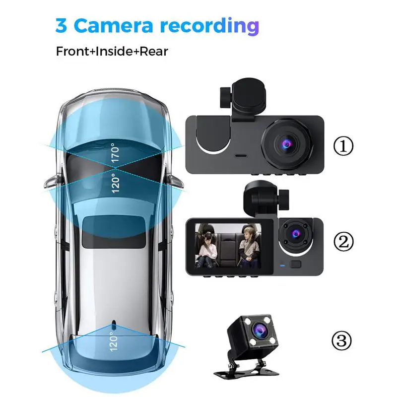 Car Driving Recorder Night Vision 1080P Driving Recorder Blac Auto Accessories Loop Recording Car Cam Front And Rear dash cam