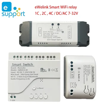 스마트 DIY 스위치 eWelink WiFi 릴레이 차고 문짝 오프너, 1/2/4 채널 앱 리모컨, 타이머, 알렉사와 작동, 5V AC/DC 7-32V