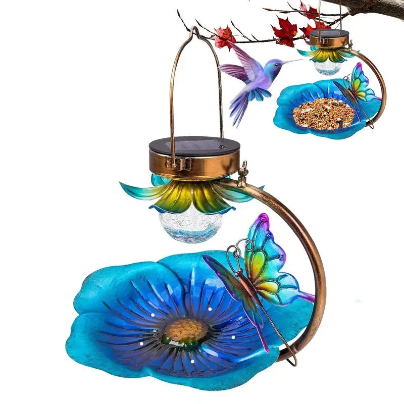 

Кормушки для птиц для улицы, Металлическая лампа для птиц, питание от солнечной энергии, для патио, забора, двора, внутреннего дворика, дерева
