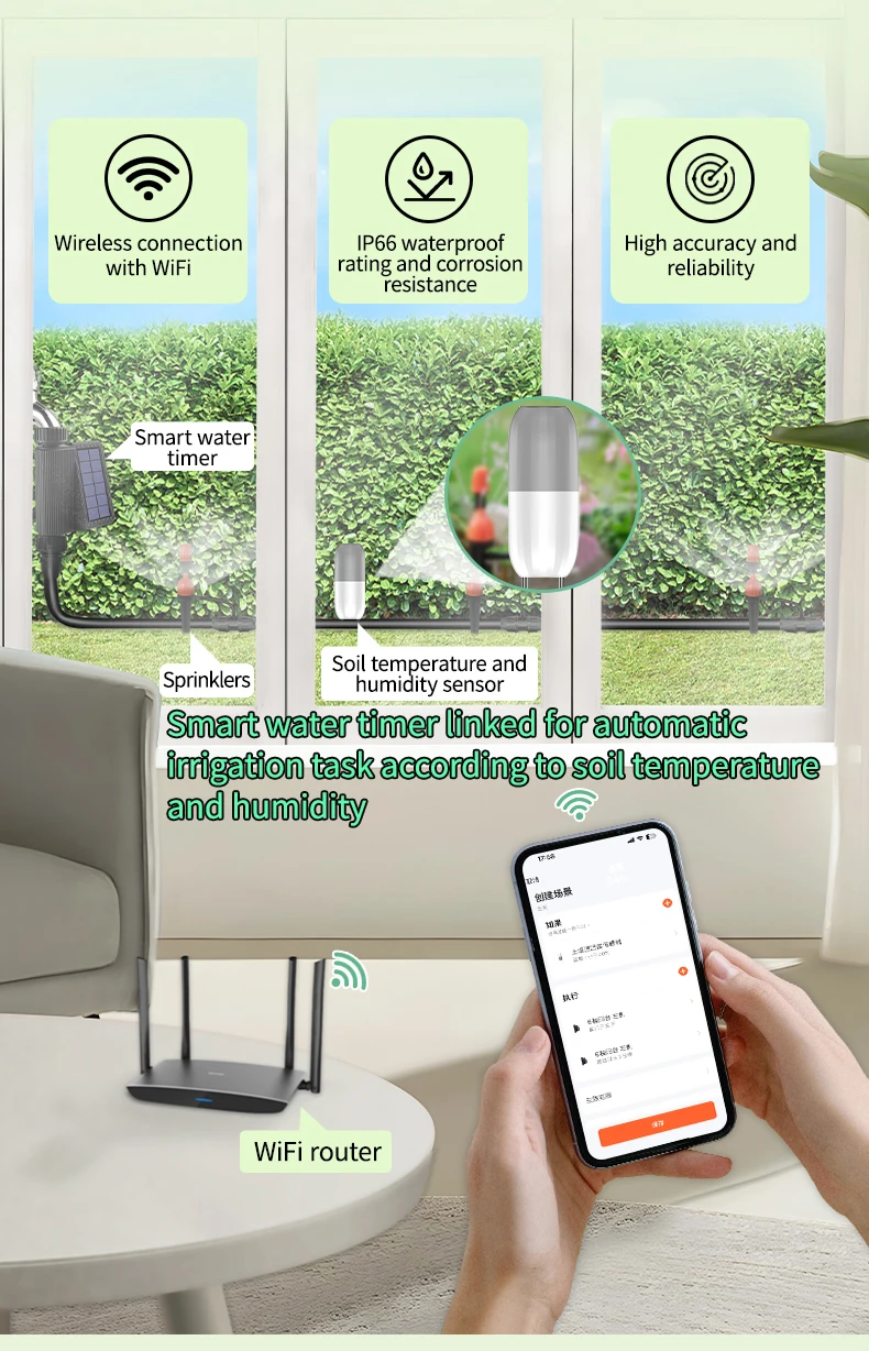 Tuya WIFI Soil Sensor Smart Temperature Humidity Detector Waterproof Wireless So