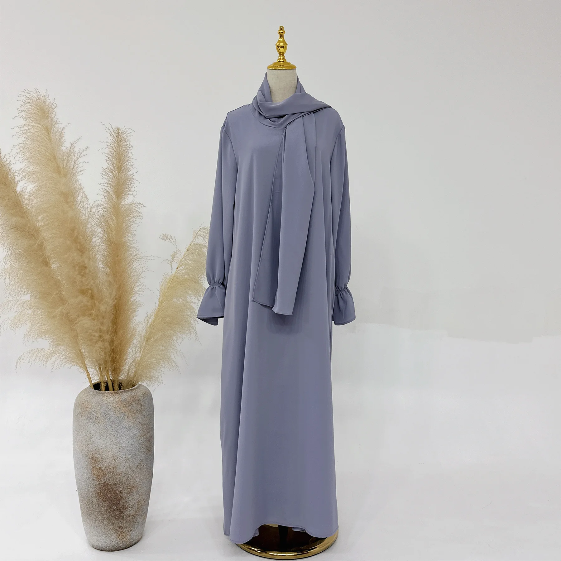 Jilbab One Piece Abaya Muslim Women Prayer Dress with Attached Hijab Scarf  Zipper Front Dubai Luxury Islamic Clothes Ramadan