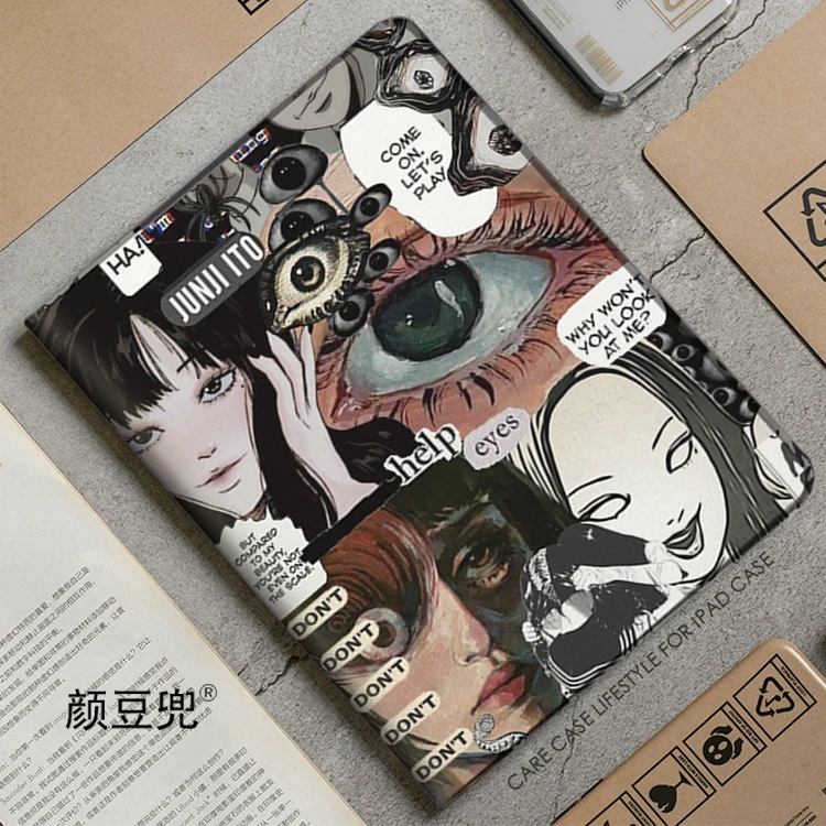 

Junji Ito Anime Fujiang Anime For Samsung Galaxy Tab S9Lite 8.7 2021 Case SM-T220/T225 Tri-fold stand Cover Galaxy Tab S6 lite