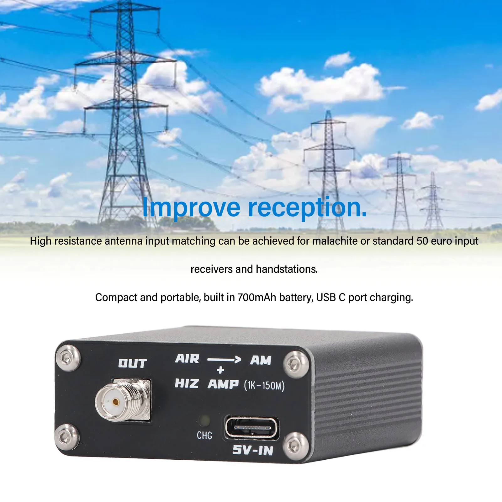 110m AIR to AM HIZ AMP 주파수 변환기, 가정 여행용 라디오 청취..