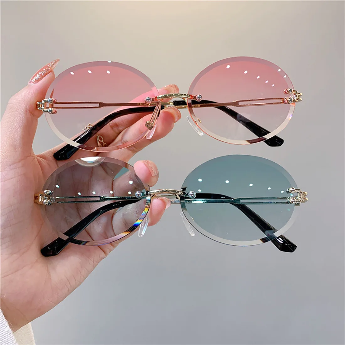 Vintage cat eye zonnebril dames retro gradient metalen frame_voghion.com