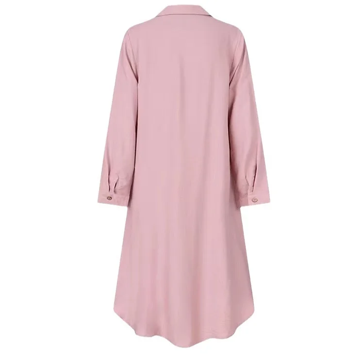 Muslin Tops Dress Abaya for Women Long Sleeves Arab Islam Women's Lapel Casual Button Shirt Sleeve Women's Dress Robe Fashion