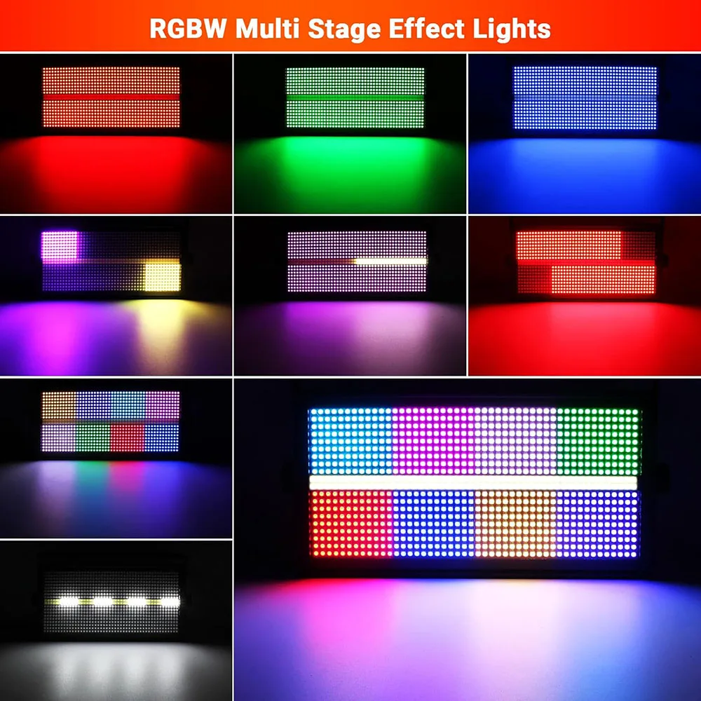 960LED RGBW Strobe Lights 4PCS DJ Disco Lights 8+8 Segments Audience Wedding Stage Lights Club Party Holiday Ambient Lights