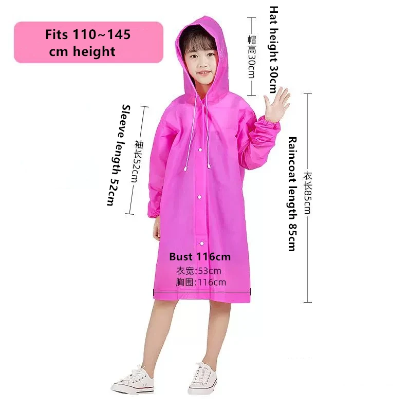 Raincoat Poncho EVA Children Raincoat Thickened Waterproof Rain Coat Kids Clear Transparent Tour Waterproof Rainwear Student travel Rain Poncho