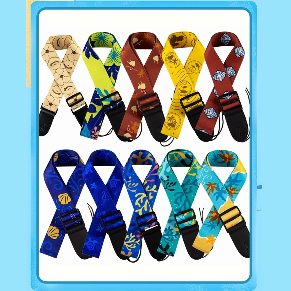 

Adjustable Polyester Guitar Strap For Acoustic Electric Bass Guitar Belt Musical Accessories Color Printed Include Rope 85-145CM