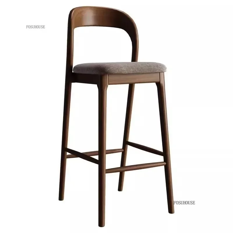 Luxury Designer Solid Wood Bar Chairs Counter Stools Island Table Dining Chair Kitchen High Legged Stool Nordic Furniture U
