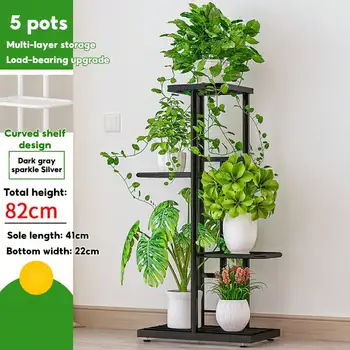 Plant Stand Indoor Outdoor Metal 4 Tier 5 Potted Multiple Flower Pot Holder ShelfPlanter Display Shelving Unit for Patio Garden 3