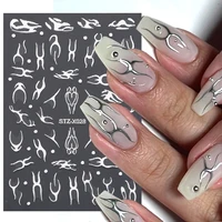 3D Metal Silver Flame Nail Stickers Bronzing Chrome Stripe Line Sliders Design Manicure French Nail Art Decoration Y2K Decals 1