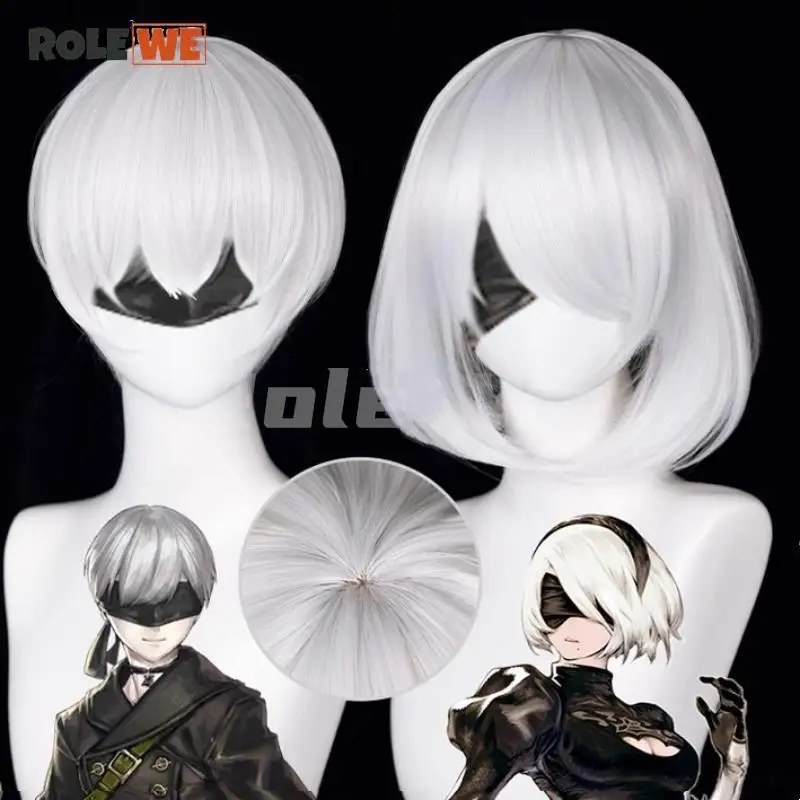 

Nier Automata 2b Cosplay Wig YoRHa 2B Cosplay 9S Wig White Wig Cosplay Anime Cosplay Wig Heat Resistant Synthetic Wigs Hair