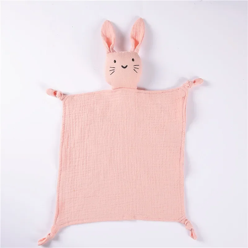 Cotton Towel 1/3 pcs Cotton Muslin Baby Bib Stuffed Rabbit Doll Newborn Appease Towel Security Blanket Baby Sleeping Cuddling Towel Teether