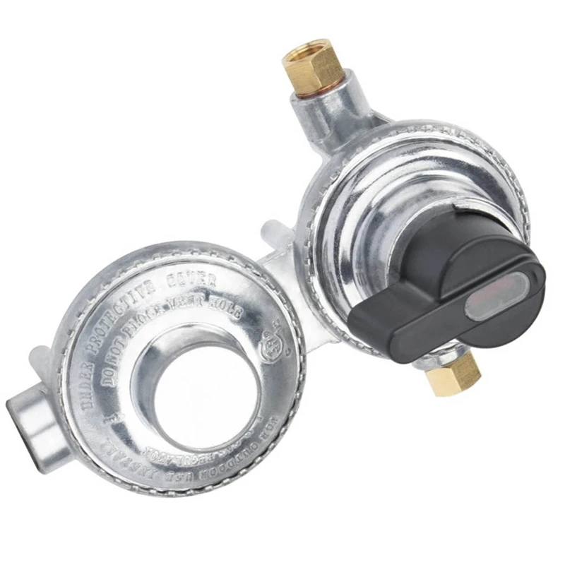 2-Stage Automatic Changeover LP Propane Gas Regulator 1/4 Inch SAE Inverted Flare For RV Trailer Car