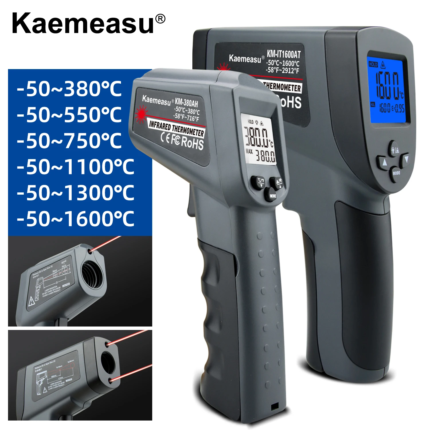 50-1600-Degree-Handheld-Pyrometer-Digital-Infrared-Thermometer-Non ...