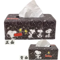 Snoopy New Cartoon PU Tissue Box Tissue Cover Car Removable Tissue Box Storage Box 1