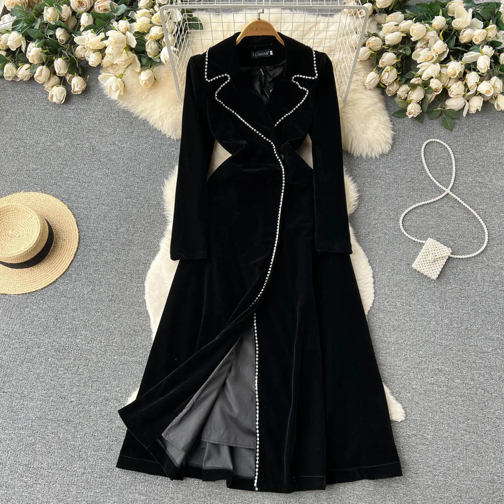 Autumn Winter Velvet Trenches Coats Women Long Windbreakers Overcoats | eBay