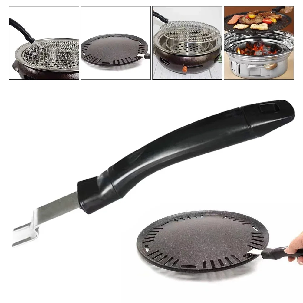 Stainless Steel Charcoal Basin Tools BBQ Grate Lifter Handle Portable Camping barbecue forks cooking Tools Anti-Scald