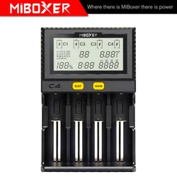 MiBoxer C4 Battery Smart Charger Double AA Max 2.5A/Slot Super Fast 18650 14500 26650 Charger discharge Charge function