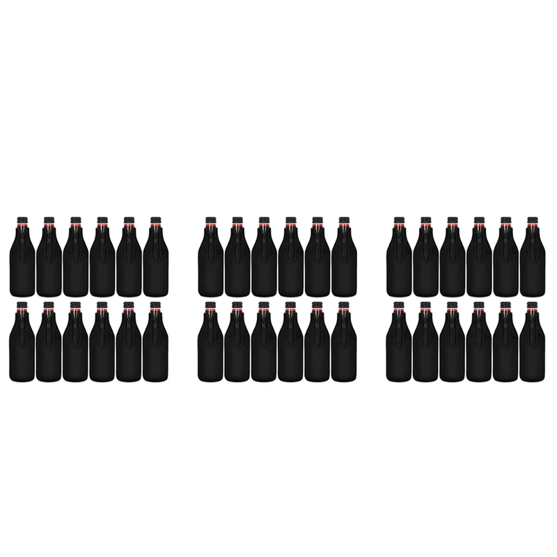 

36 Pack Beer Bottle Cooler Sleeves Keep Drink Cold Zip-Up Extra Thick Neoprene Insulated Sleeve Cover Black Promotion