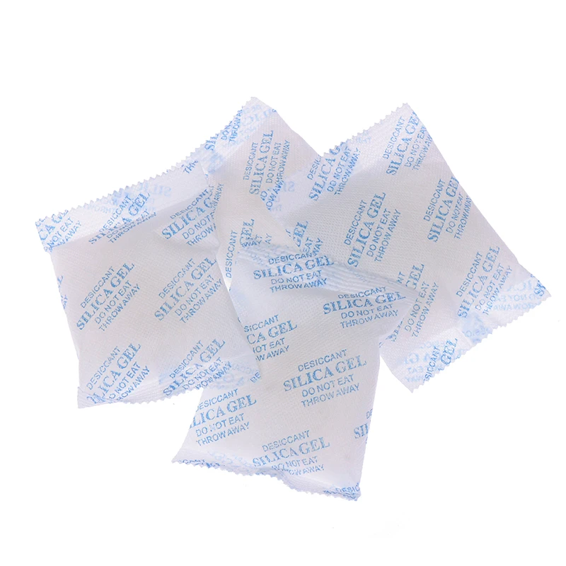 Description Picture 4 of item50g/pc Non-toxic Silica Gel Packs Desiccant Damp Moisture Absorber Dehumidifier Anti Humidity Bag Clothes Food Storage Packaging