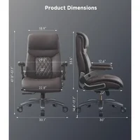 Big and Tall Office Chair with 5D Flip Arms, 600LBS PU Leather Executive Chair, Adjustable Lumbar Support 3'' Double Space Wheel 2