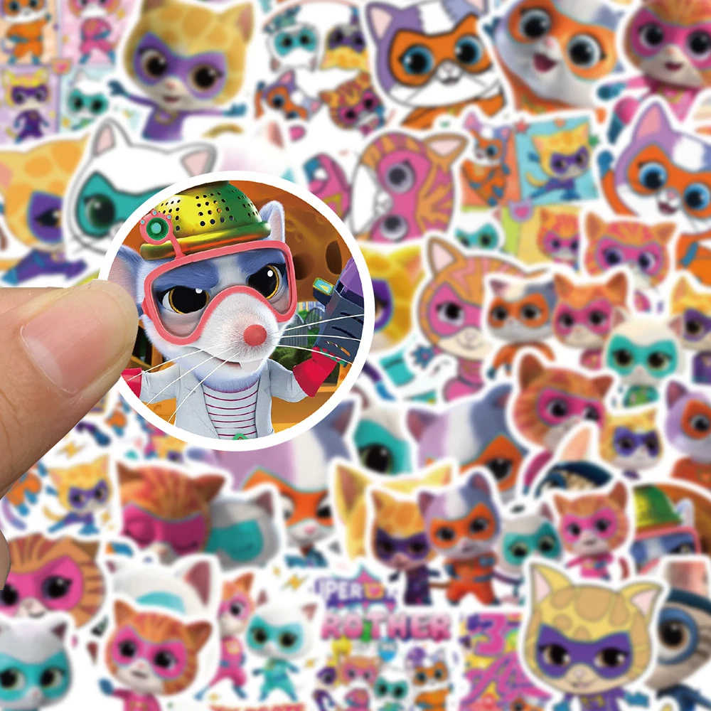 Kawaii Cartoon Super Kitties Graffiti Stickers Cute Cat Waterproof Decals Toys DIY Phone Fridge Stationery Sticker 10/30/50pcs cartoon stickers cat stickers kawaii stickers graffiti stickers