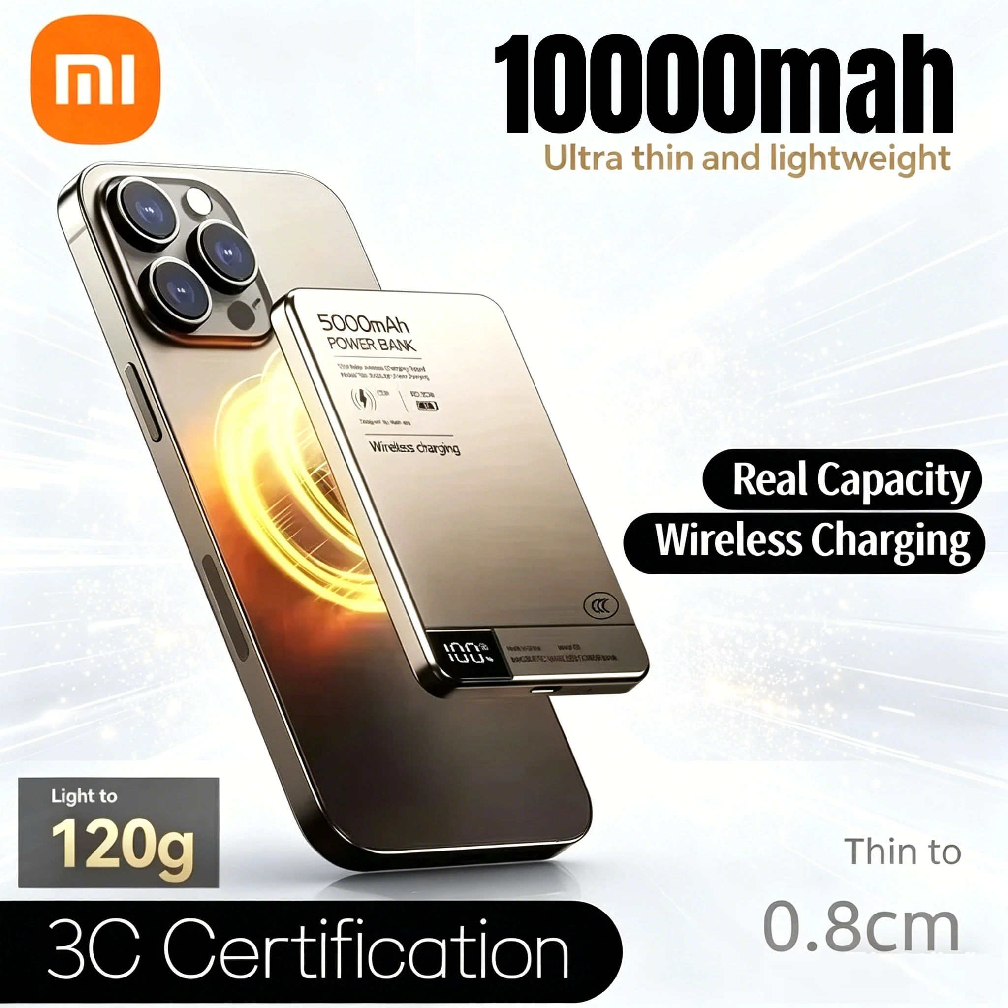 레노버 10000mAh 마그네틱 파워 뱅크 Qi 2 무선 충전기 PD20W 아이폰 삼..
