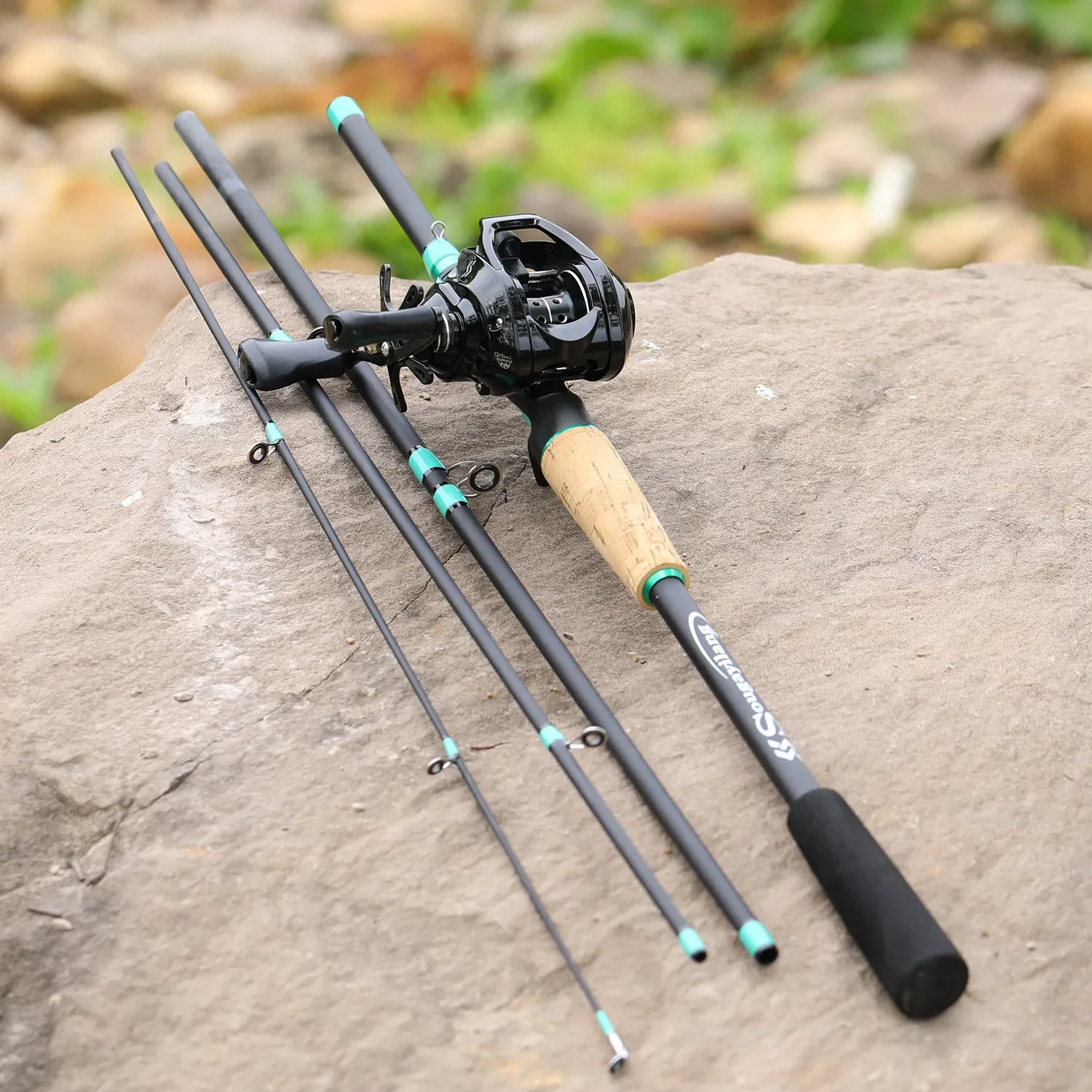 Sougayilang Baitcasting Fishing Rod and Reel Full Set 4sections Carbon Rod  and 7.2:1 Gear Ratio Reel for Freshwater Bass Fishing