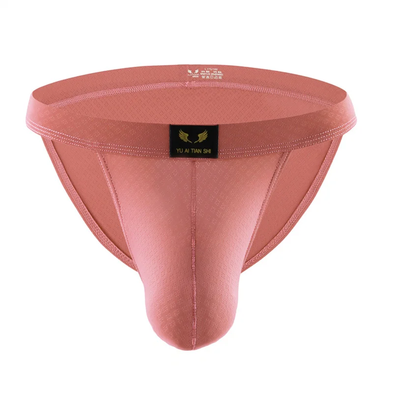 Nylon Men's Briefs Men Underwear Sexy Breathable Soft Sexy Triangle Underwear Solid Color Mid-Waist U Convex Pouch Briefs