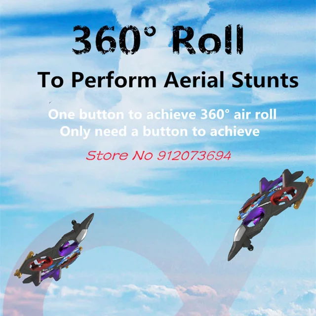 Gravity Sensing Fixed wing  Remote Control Fighter 360 ° Roll EPP Smart Hover Cool LED Lighting Headless RC Aircraft Plane Model 5