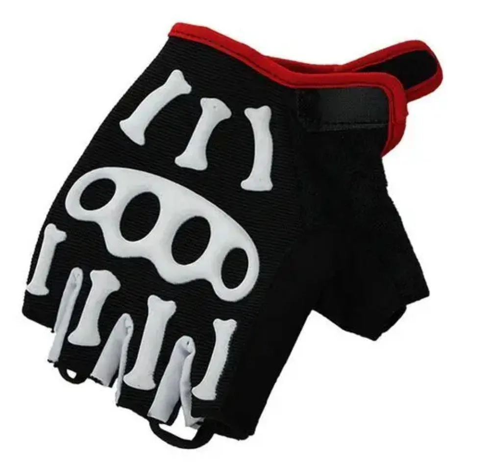 Men's Skeleton Silicone Gel Paded Bicycle Half Finger Gloves Road Bike MTB Gloves Cycling Short Finger