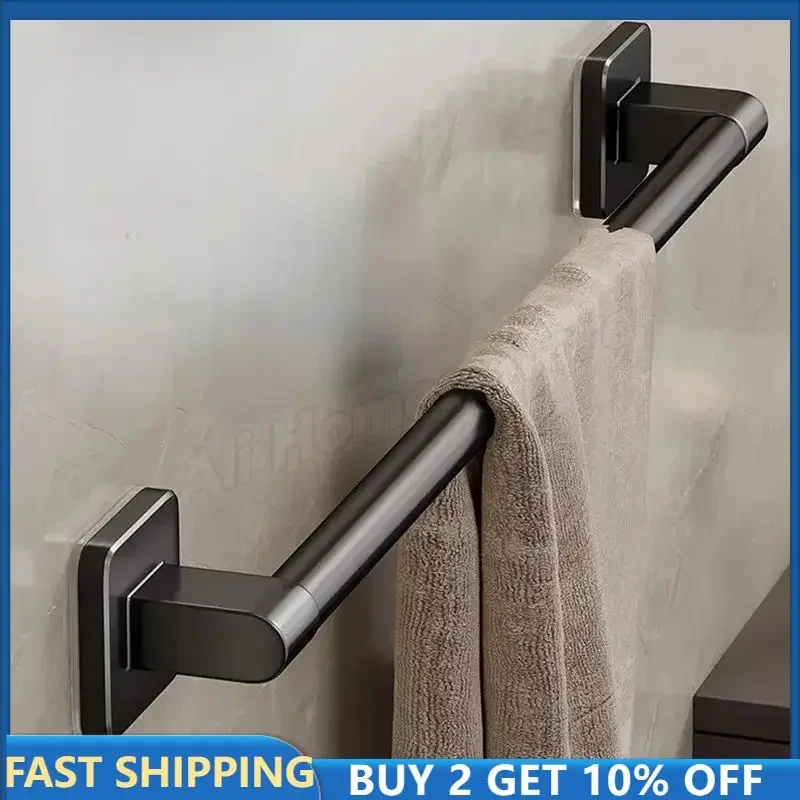 30/40/50cm Bathroom Towel Holder Without Drilling Bathroom Corner Shelf Towel Bar Self-Adhesive Bathroom Storage Rack Towel Rail