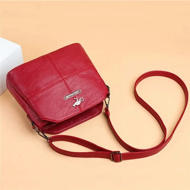 Fashionable Three Interlayer Synthetic Leather Crossbody Bag with Polyester Lining, Stylish Square Single Shoulder Bag for Women