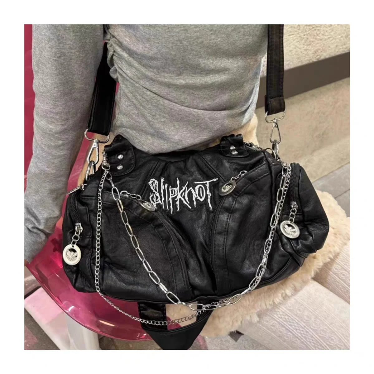 Women Y2k Grunge Shoulder Bag Commuter Vintage Motor Punk
