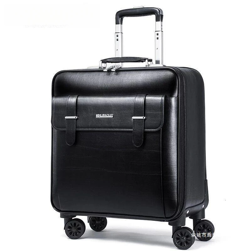 Wheelbarrow case universal wheel cowhide suitcase Business boarding bag Luggage leather case фото