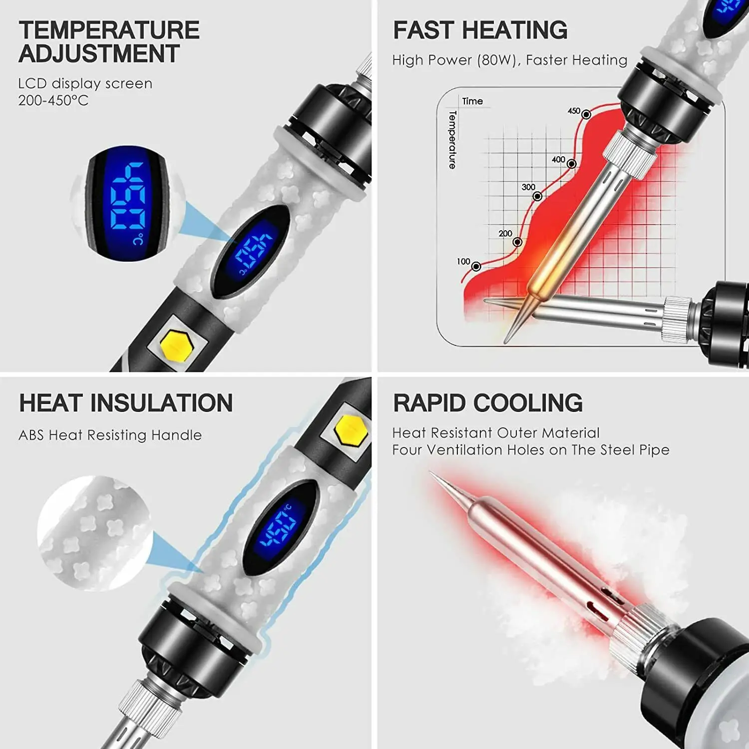 soldering iron station 80W Electric Soldering Iron Digital Internal Thermal Ceramic Heating Electronic Welding Tools With 5pcs Soldering Iron Head Set soldering irons & stations