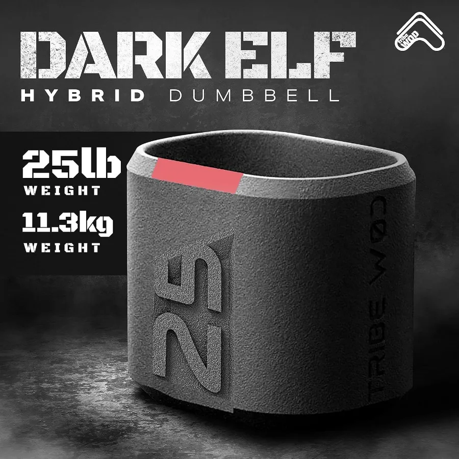 35lb Hybrid Dumbbell for Cross Training - Dark Elf Weights - Ergonomic Stainless Steel Workout Equipment for Strength, Mobility