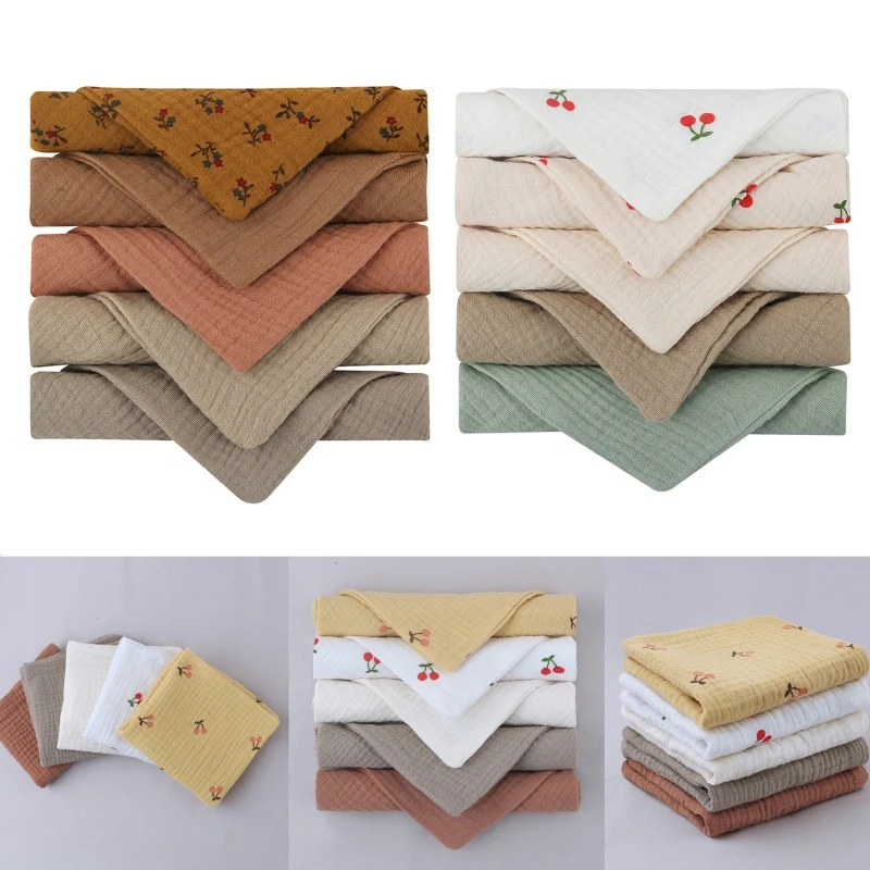 

5 Pcs Towel cloth Baby Bath Towel Handkerchief Cotton Burp Cloth Soft Absorbent Gauze Kindergarten Washcloth